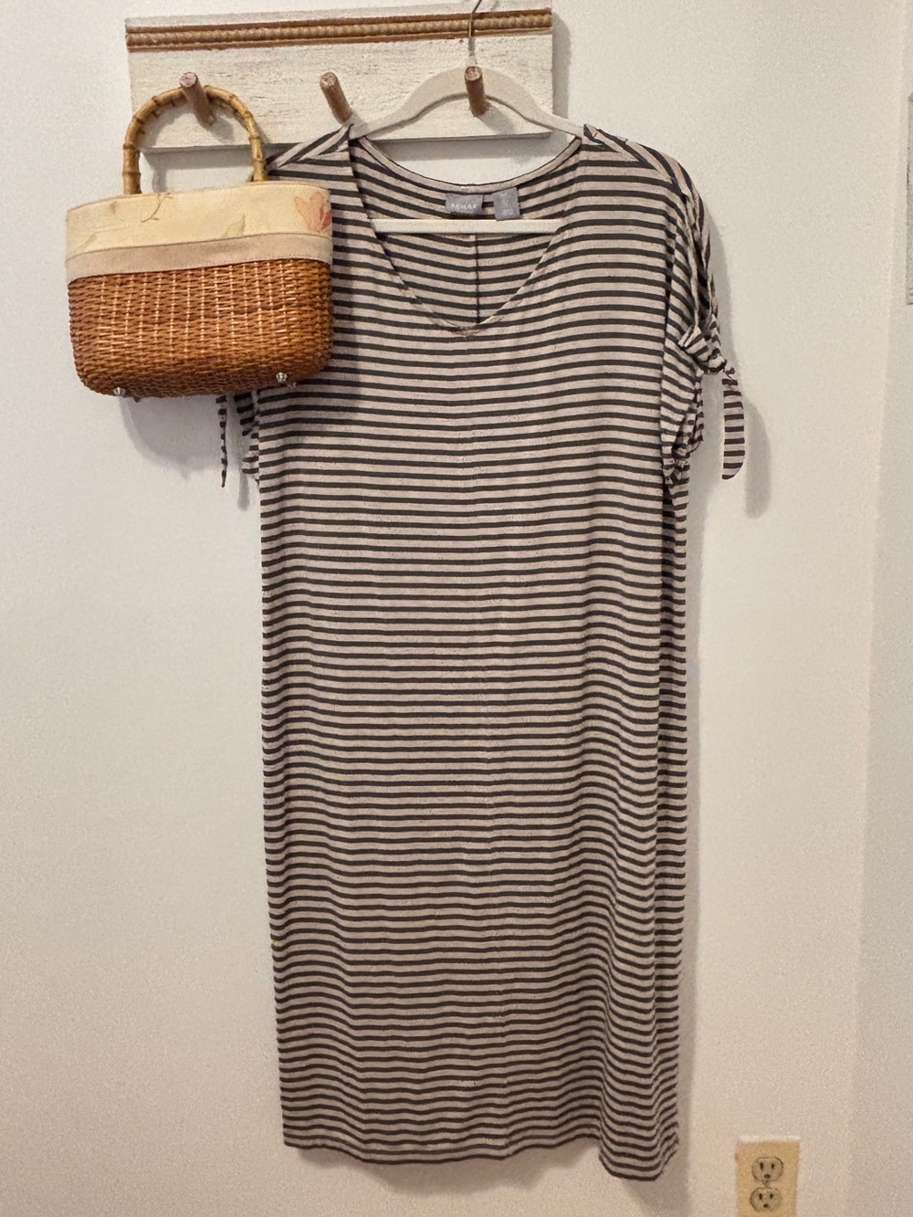 Kenar Striped Cold Shoulder Midi Dress